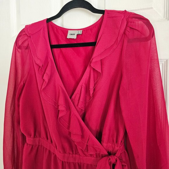 ASOS Pink Wrap Dress Size 8 - Picture 2 of 9